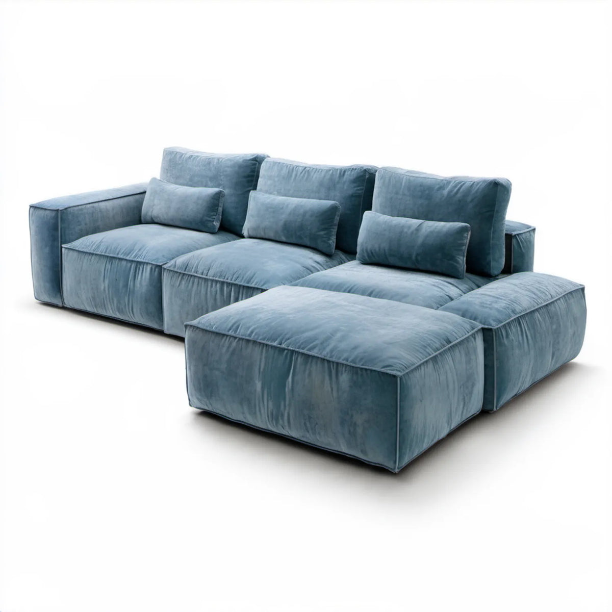 Modułowa sofa narożna w kształcie L, niebieska, 300 x 210 x 85 cm