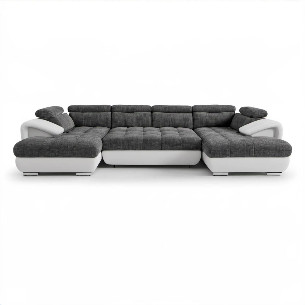 Sofa modułowa w kształcie U, grafitowo-biała, 340 x 200 x 98 cm