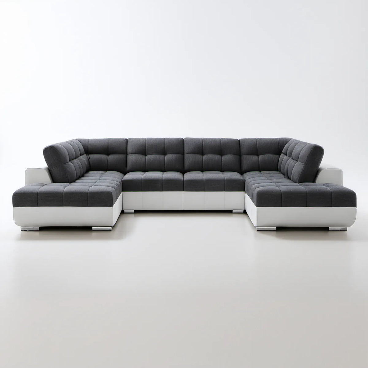 Modułowa sofa narożna w kształcie U grafitowo-biała 350 x 200 x 88 cm