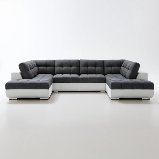 Modułowa sofa narożna w kształcie U grafitowo-biała 350 x 200 x 88 cm