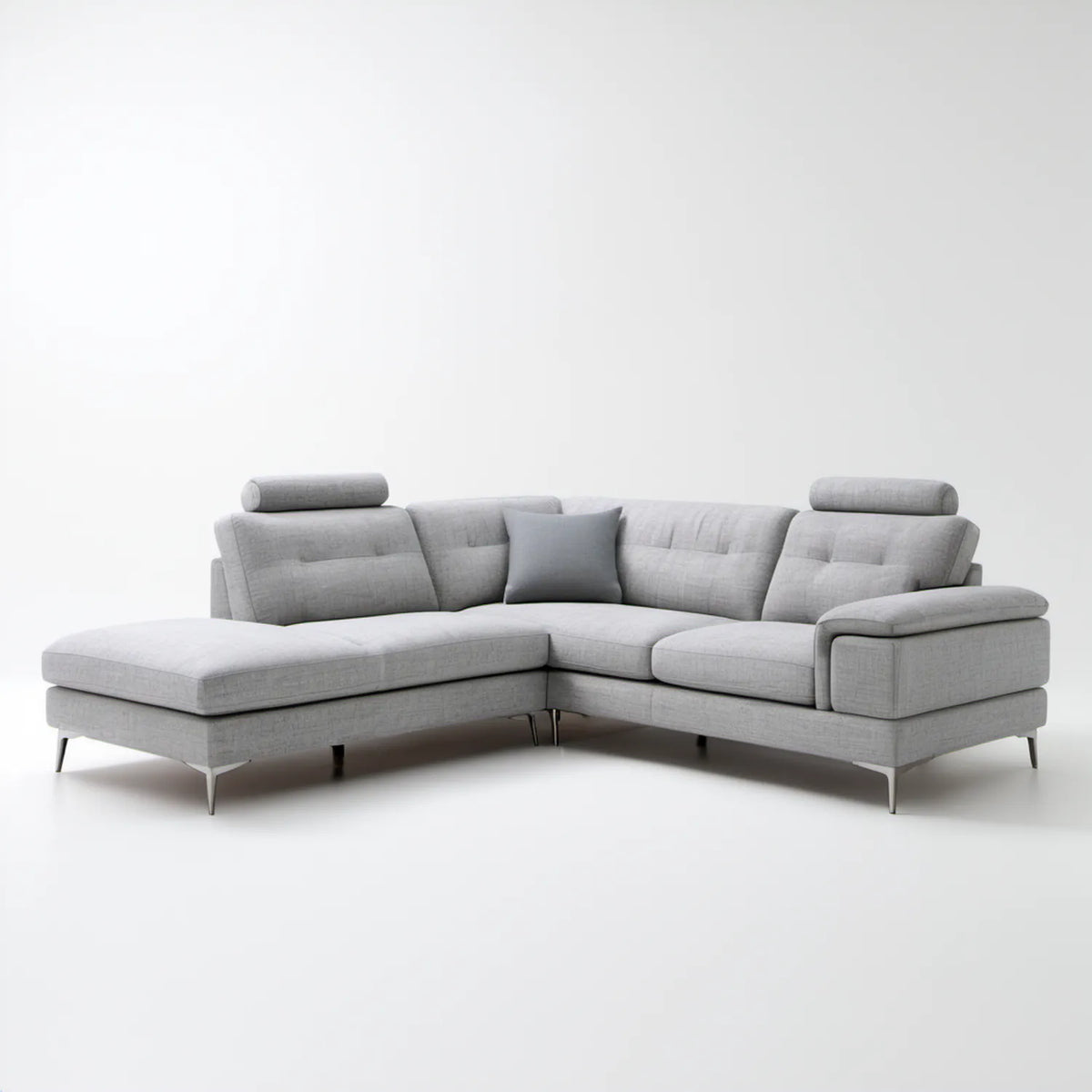 Sofa narożna z lewostronną leżanką, jasnoszara/czarna, 280 x 220 x 86 cm