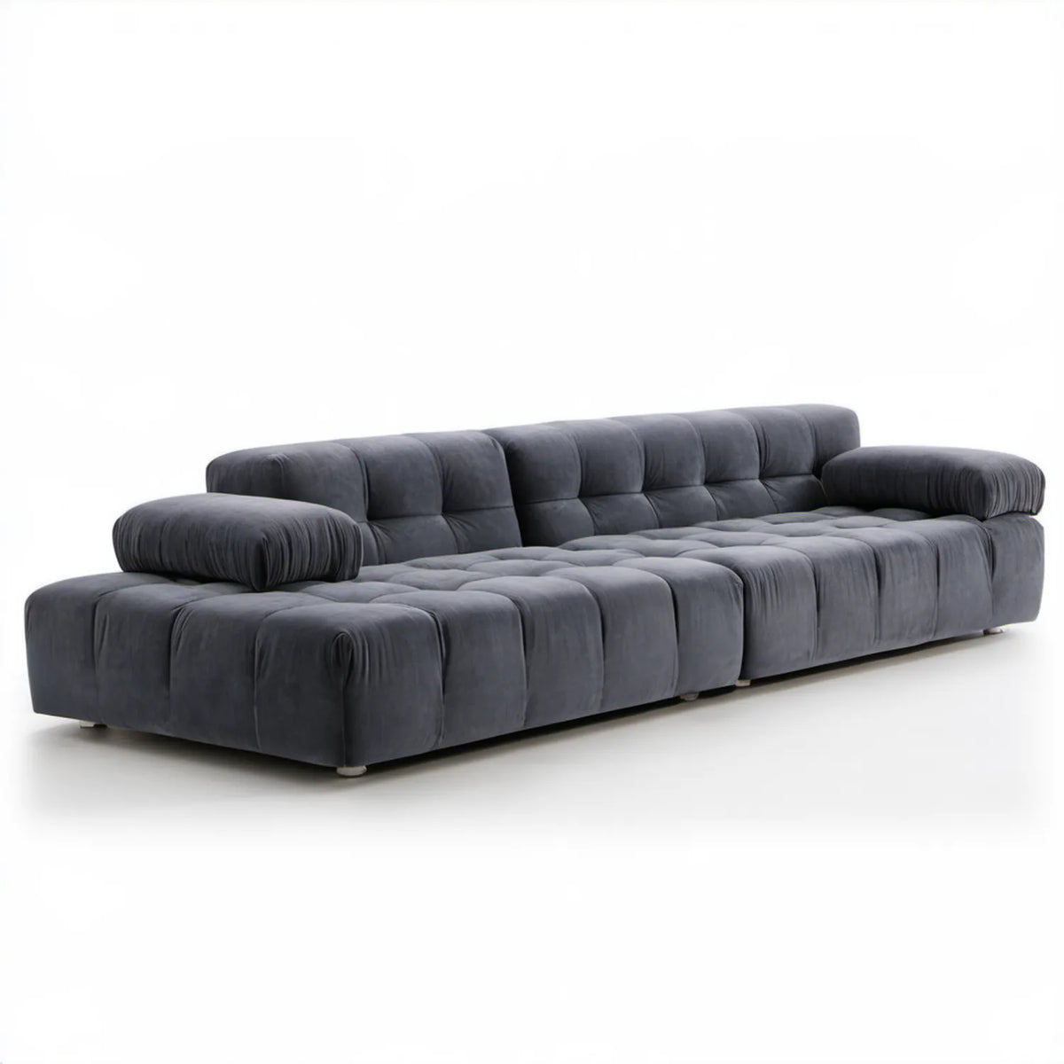 Grafitowa sofa 4-osobowa z welurową tapicerką, 300 × 110 × 75 cm