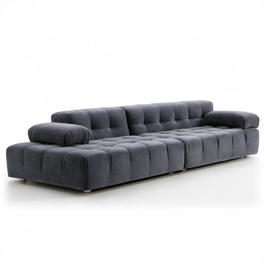 Grafitowa sofa 4-osobowa z welurową tapicerką, 300 × 110 × 75 cm